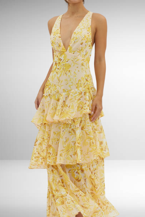 Milena | Women’s Elegant Summer V-Neck Maxi Dress