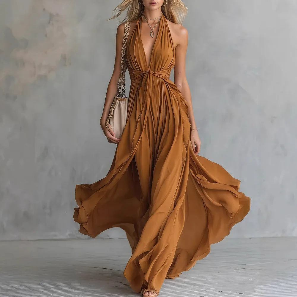 Rabea | Women's Elegant Halterneck Maxi Dress