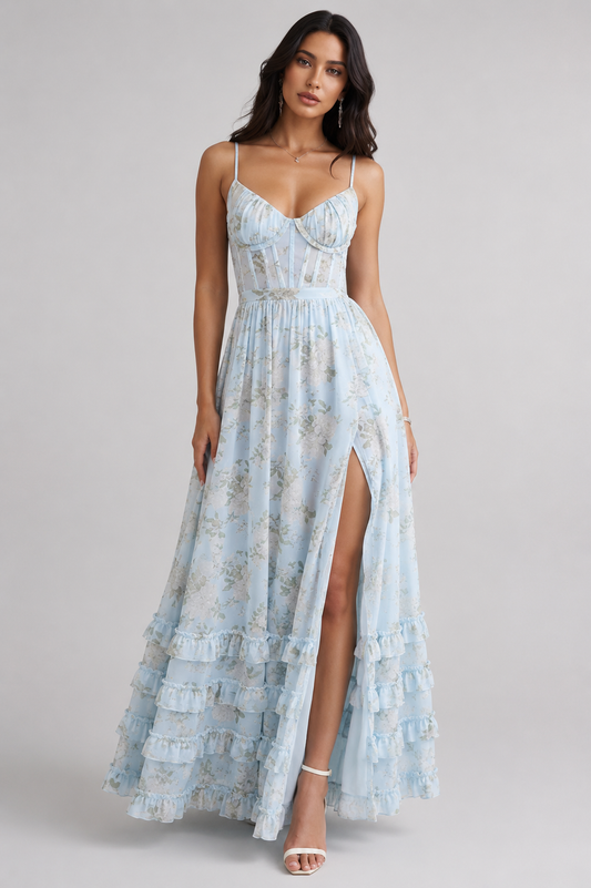 Fiona | Women's Floral Side Slit Maxi Dress