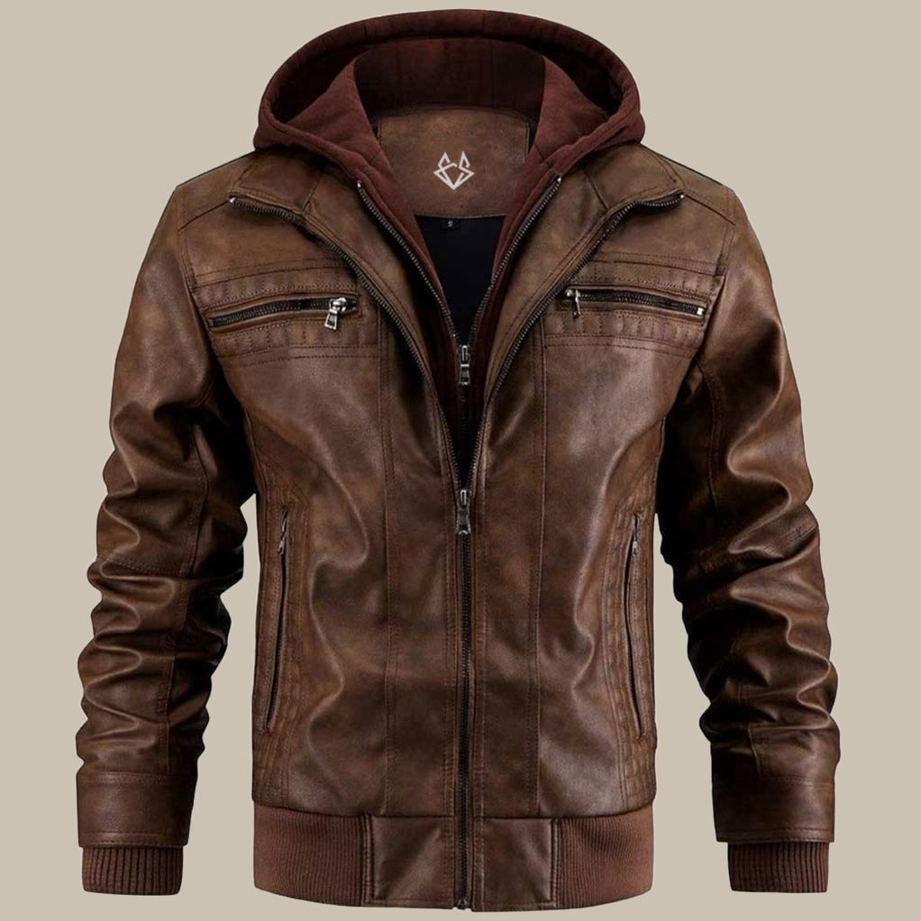 Lucas | Men's Casual Hooded Leather Jacket
