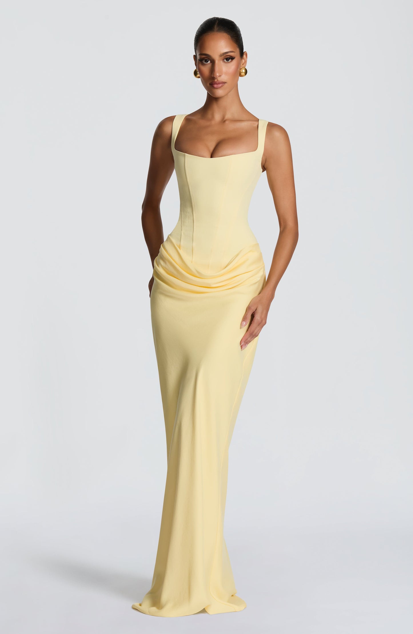 Vesper | Women's Elegant Draped Square Neck Maxi Dress
