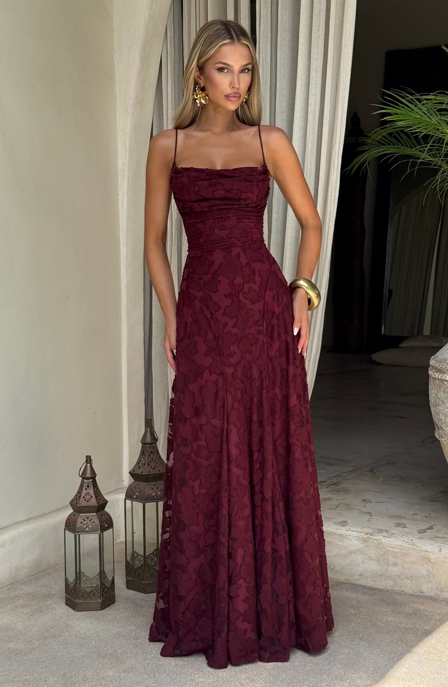 Eithne | Women's Floral Open Back Wedding Guest Maxi Dress