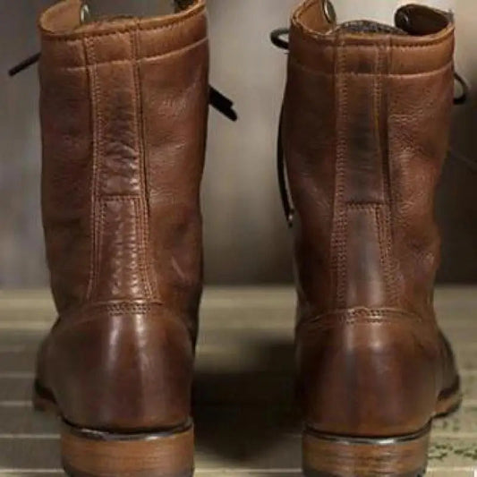 Clodagh | Women's Lace-Up Leather Brown Boots