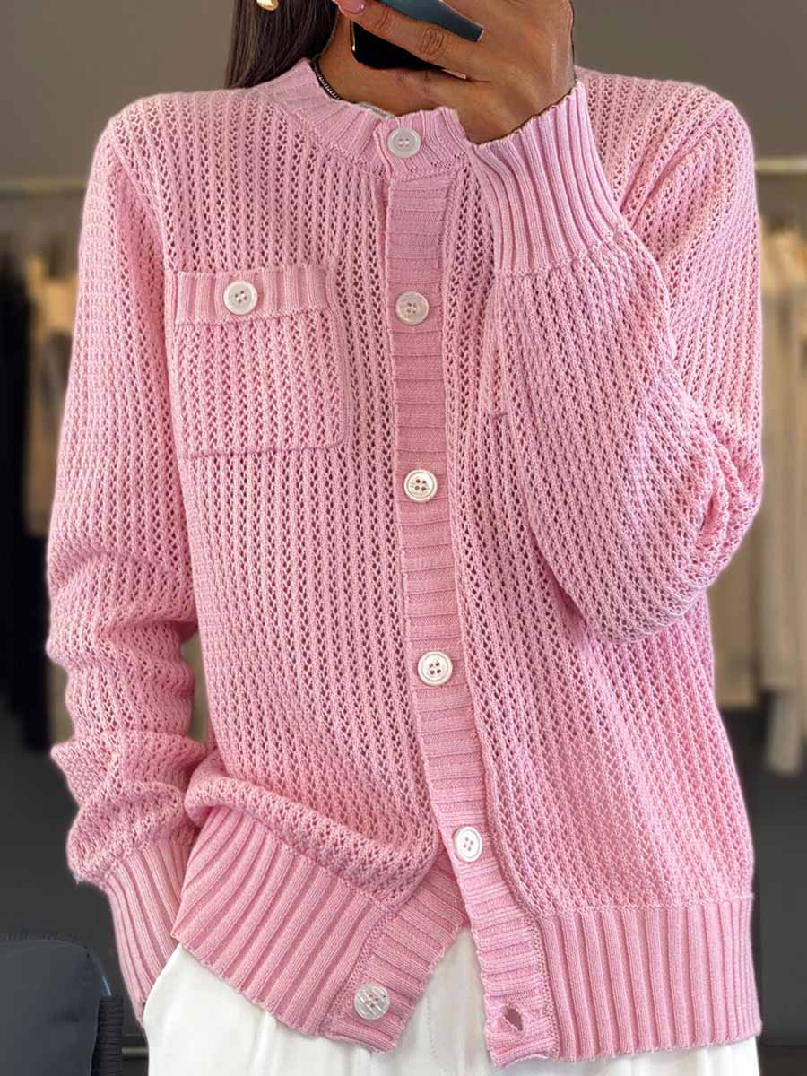 Willa | Women’s Elegant Textured Cardigan with Chest Pocket