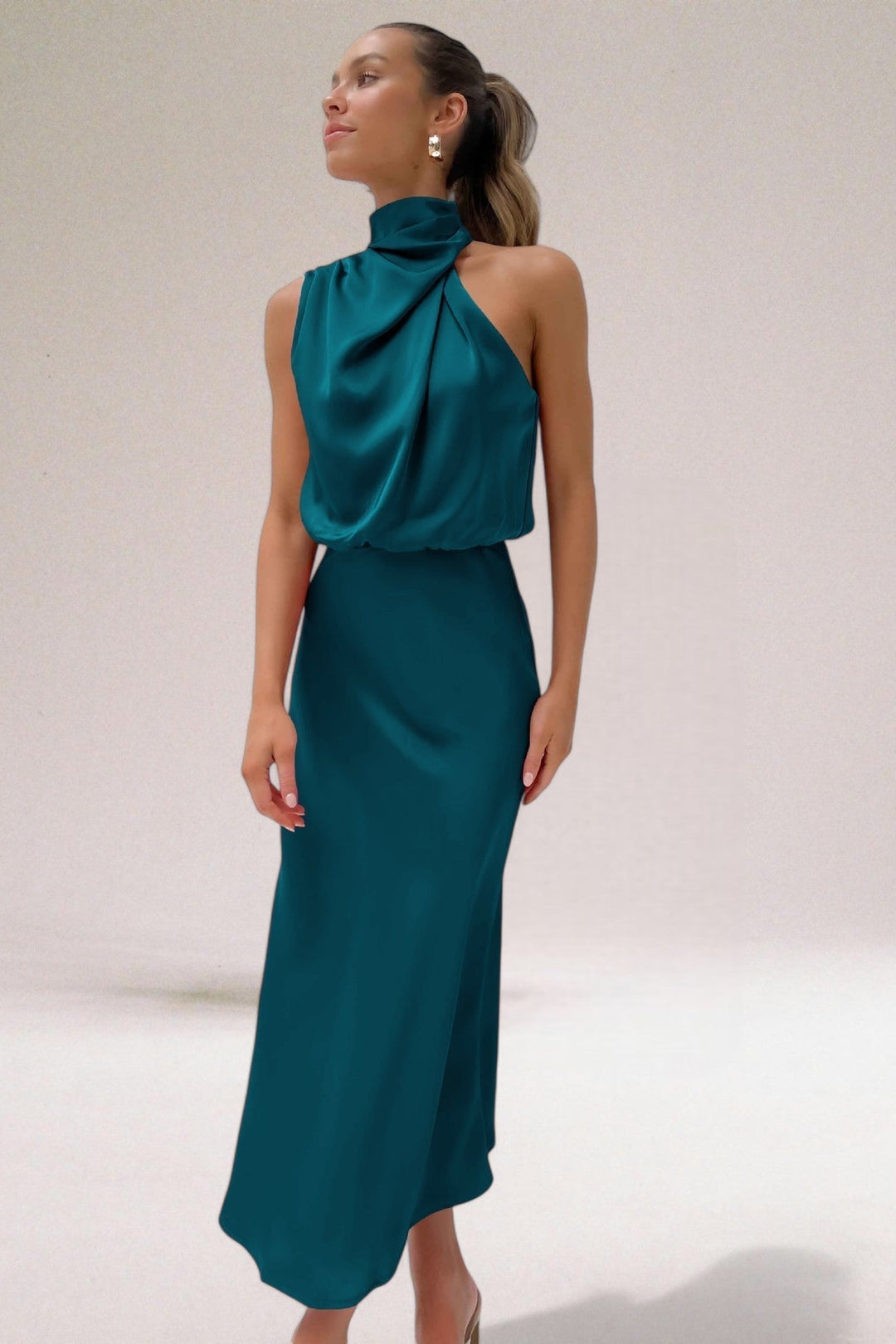 Kamila | Women’s Draped Halter Neck Dress