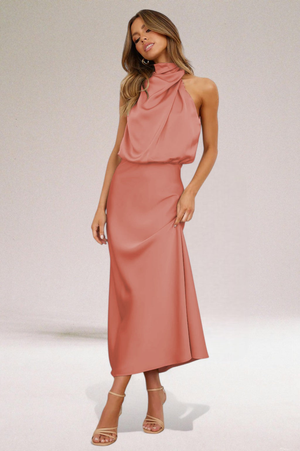 Kamila | Women’s Draped Halter Neck Dress