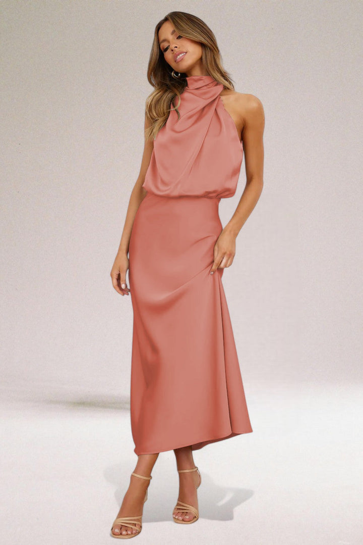 Kamila | Women’s Draped Halter Neck Dress