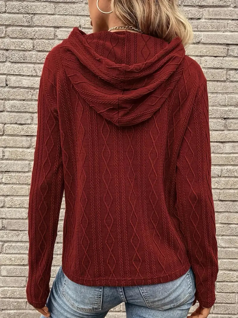Posie | Women’s Casual Cable Knit Textured Hoodie