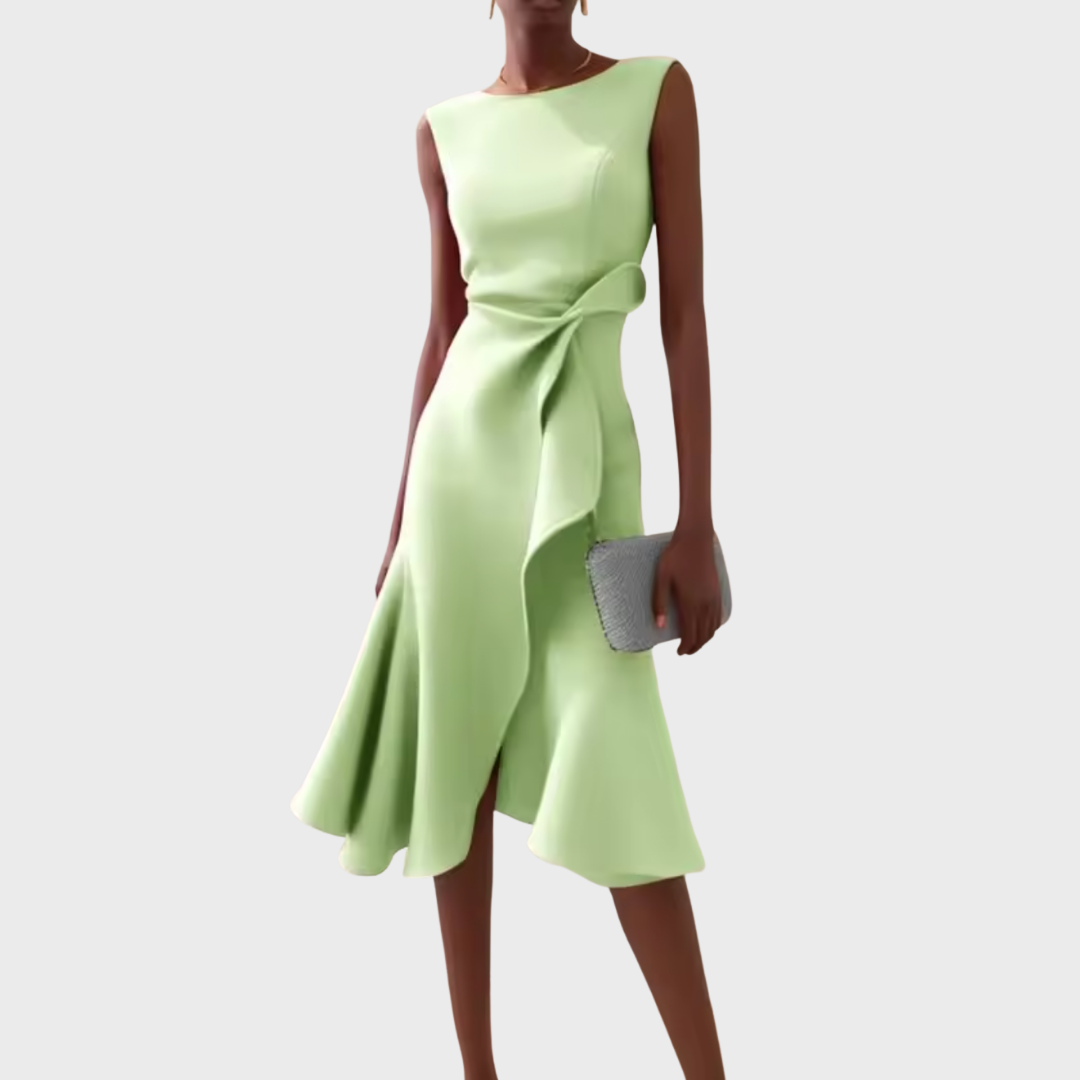 Eleanor | Women's Draped Asymmetric Midi Dress