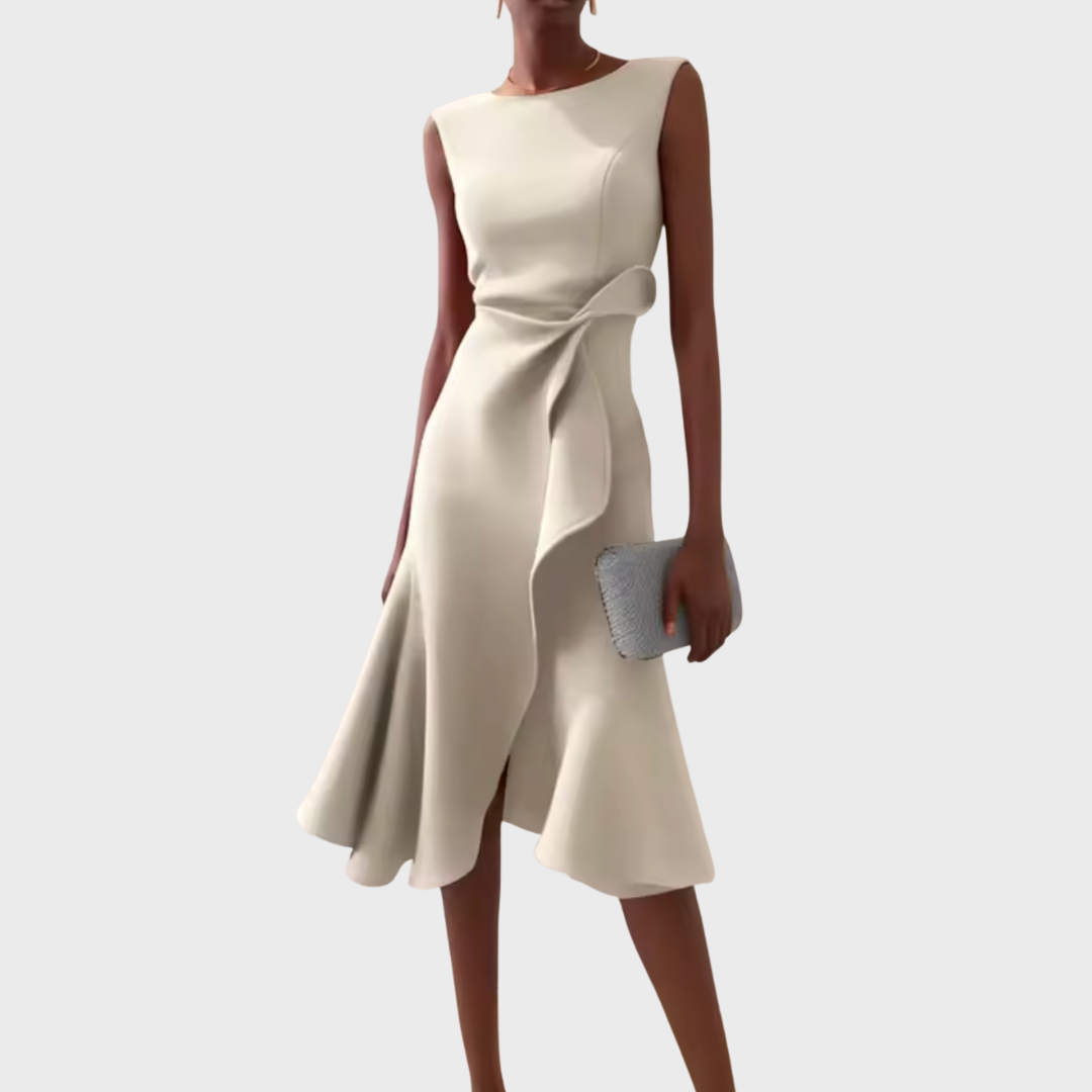 Eleanor | Women's Draped Asymmetric Midi Dress