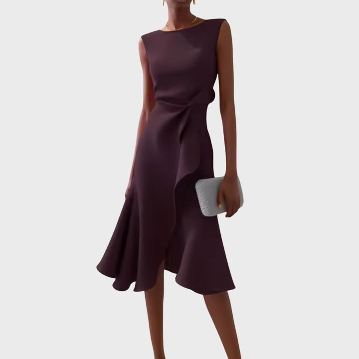 Eleanor | Women's Draped Asymmetric Midi Dress