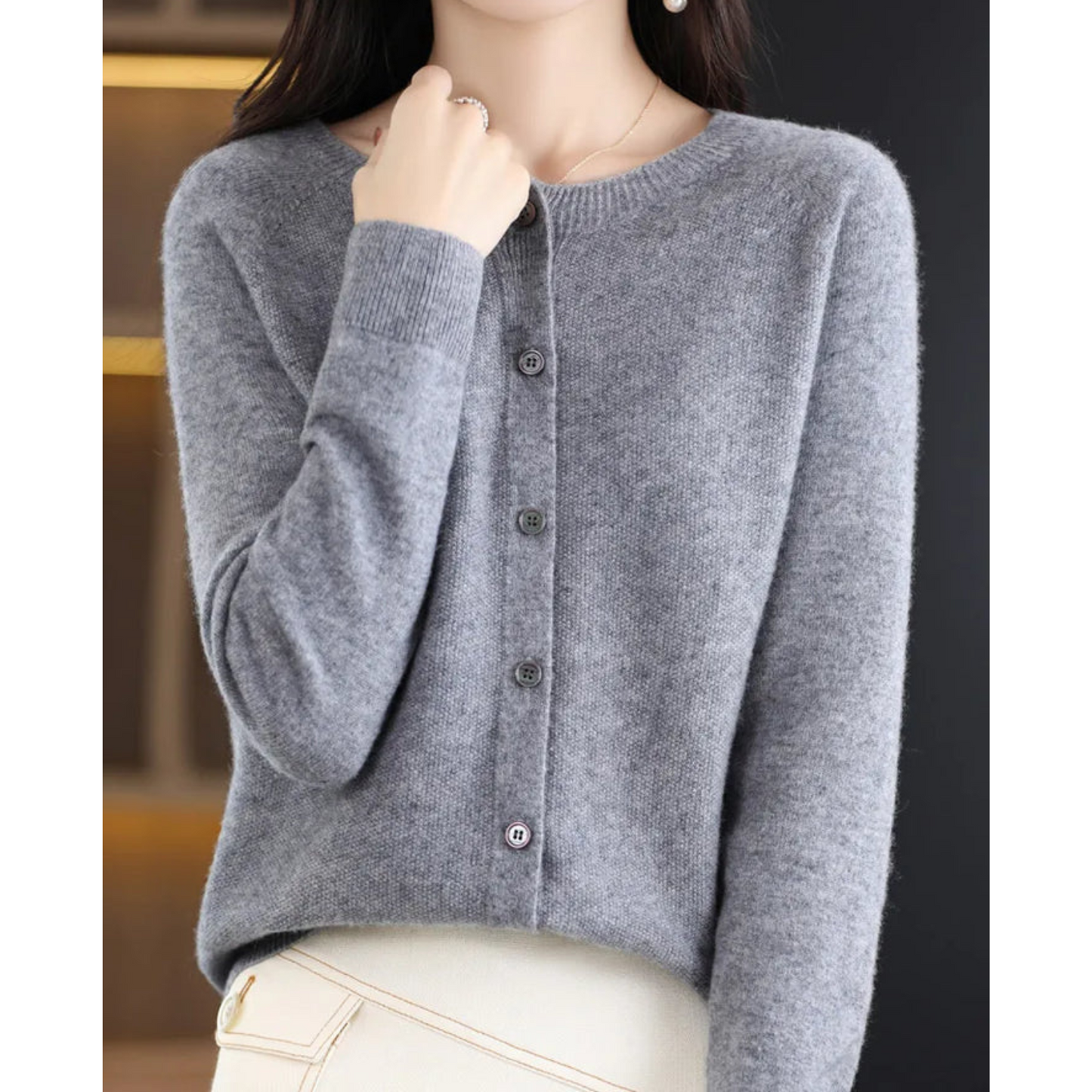 Jazlyn | Women’s Round Neck Button Closure Cardigan