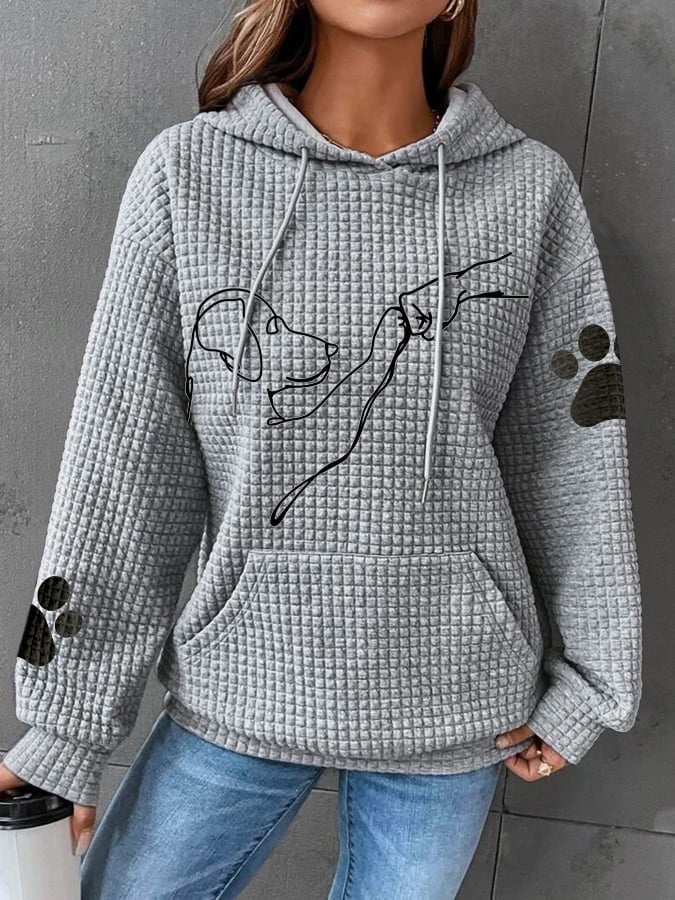 Arlette | Women’s Casual Dog Print Pocket Hoodie