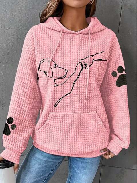 Arlette | Women’s Casual Dog Print Pocket Hoodie
