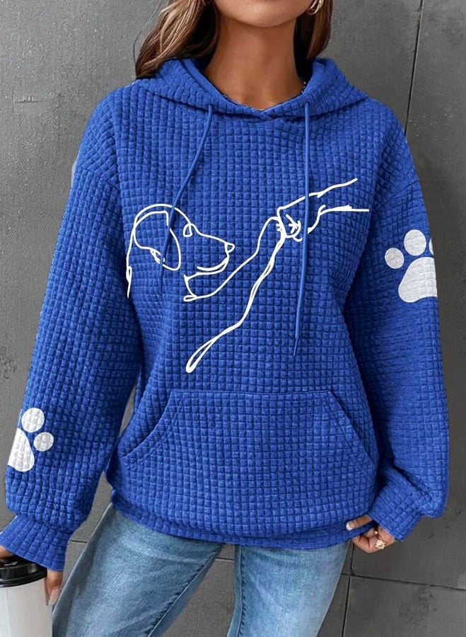 Arlette | Women’s Casual Dog Print Pocket Hoodie
