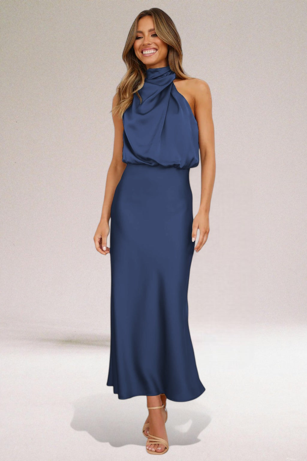 Kamila | Women’s Draped Halter Neck Dress