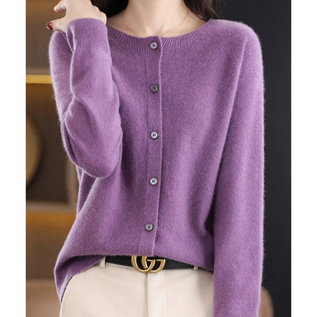 Jazlyn | Women’s Round Neck Button Closure Cardigan