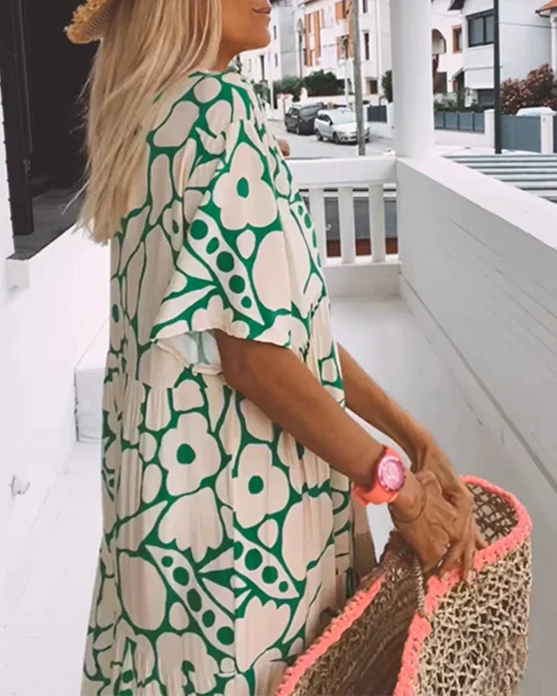 Tara | Women's Summer Printed V-neck Dress