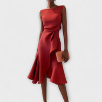 Eleanor | Women's Draped Asymmetric Midi Dress