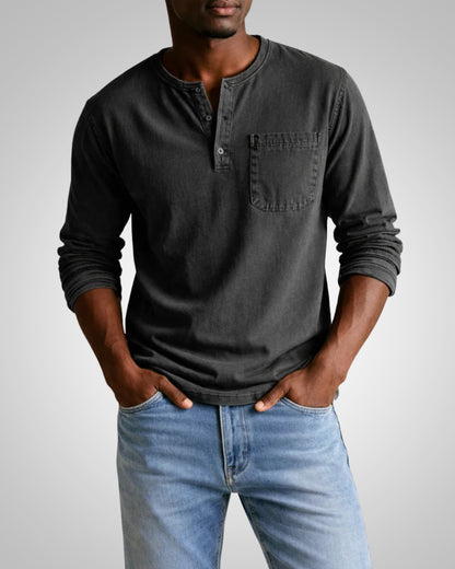 Oisin | Men's Casual Henley Long Sleeve Shirt