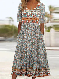 Emily | Women's Printed Boho Midi Dress