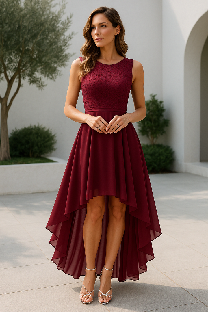 Hallie | Women’s High-Low Wedding Guest Midi Dress