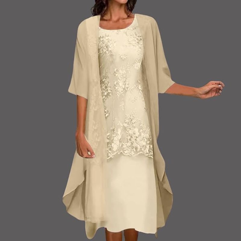 Victoria | Women's Floral Lace Midi Dress & Cardigan Set