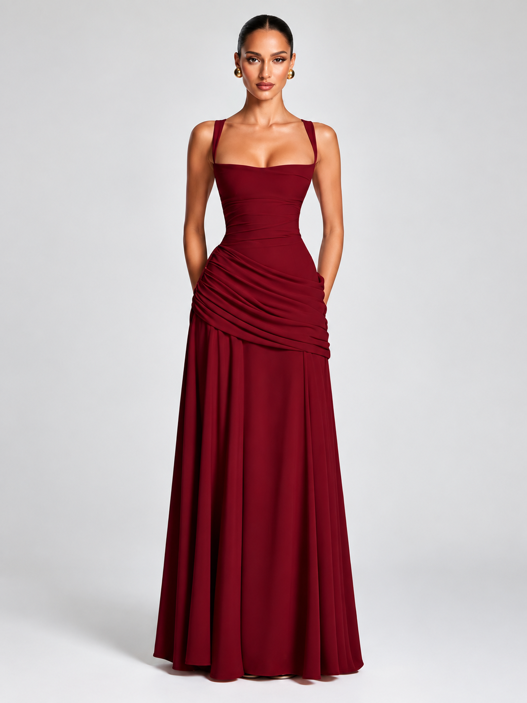 Victoria | Women's Elegant Square Neck Maxi Dress
