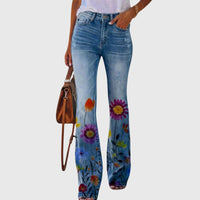 Muireann | Women's Printed Flared Wide-Leg Jeans