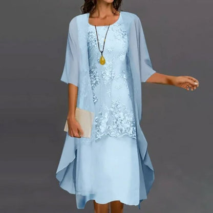 Victoria | Women's Floral Lace Midi Dress & Cardigan Set