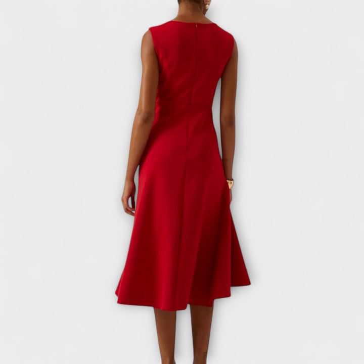 Eleanor | Women's Draped Asymmetric Midi Dress