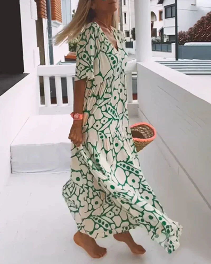 Tara | Women's Summer Printed V-neck Dress