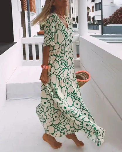 Tara | Women's Summer Printed V-neck Dress