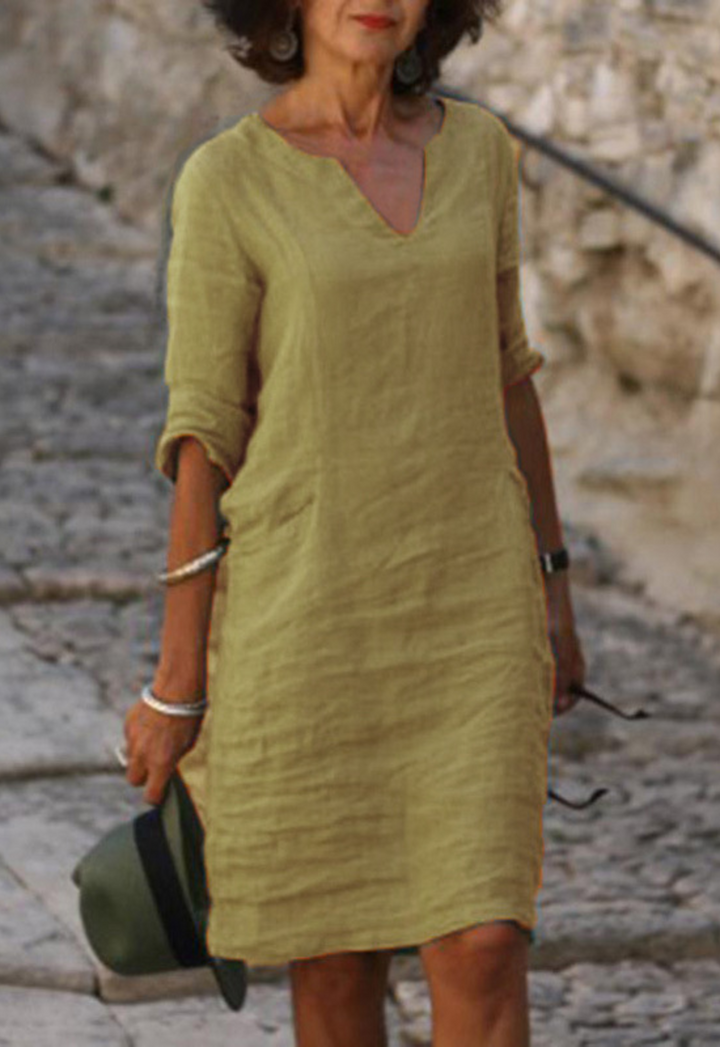 Maren | Women's Summer Midi Dress with Shorts Sleeves