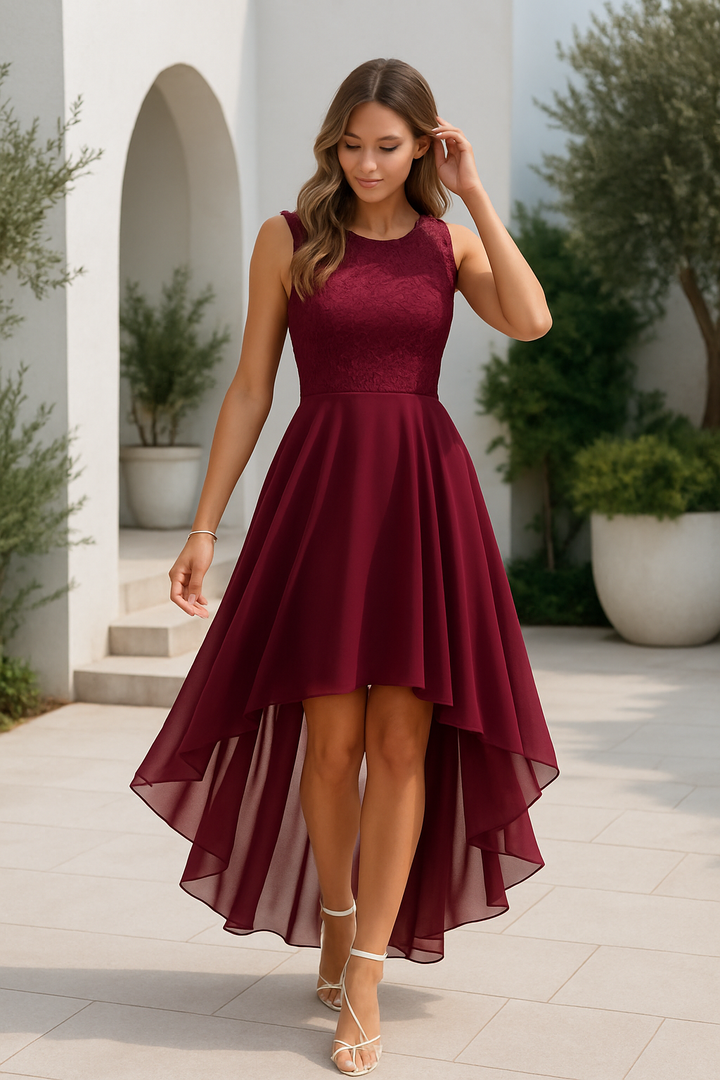 Hallie | Women’s High-Low Wedding Guest Midi Dress