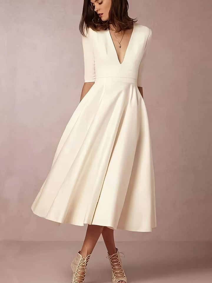 Jessie | Women’s V-Neck Wedding Guest Midi Dress