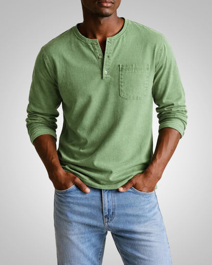 Oisin | Men's Casual Henley Long Sleeve Shirt