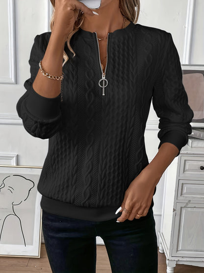 Emily | Women's Cable Knit Zip-Up Sweater