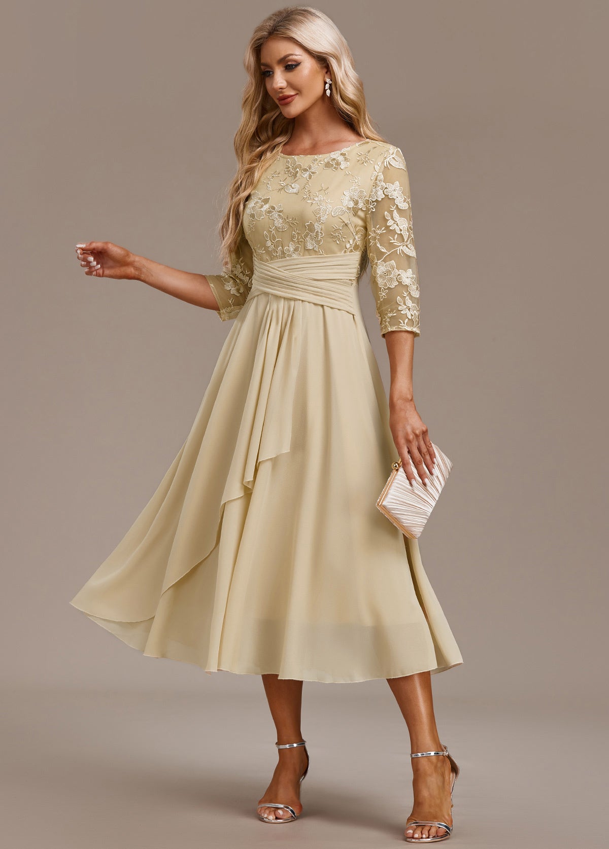 Issa | Women's Summer Embroidered Chiffon Midi Dress