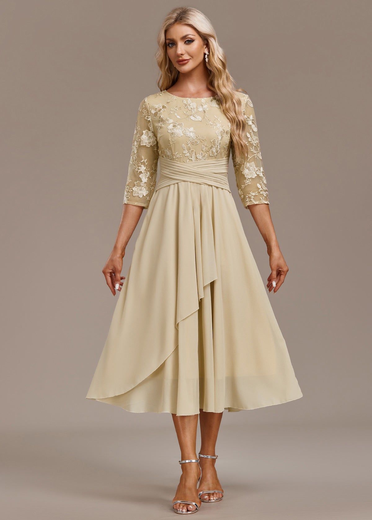 Issa | Women's Summer Embroidered Chiffon Midi Dress