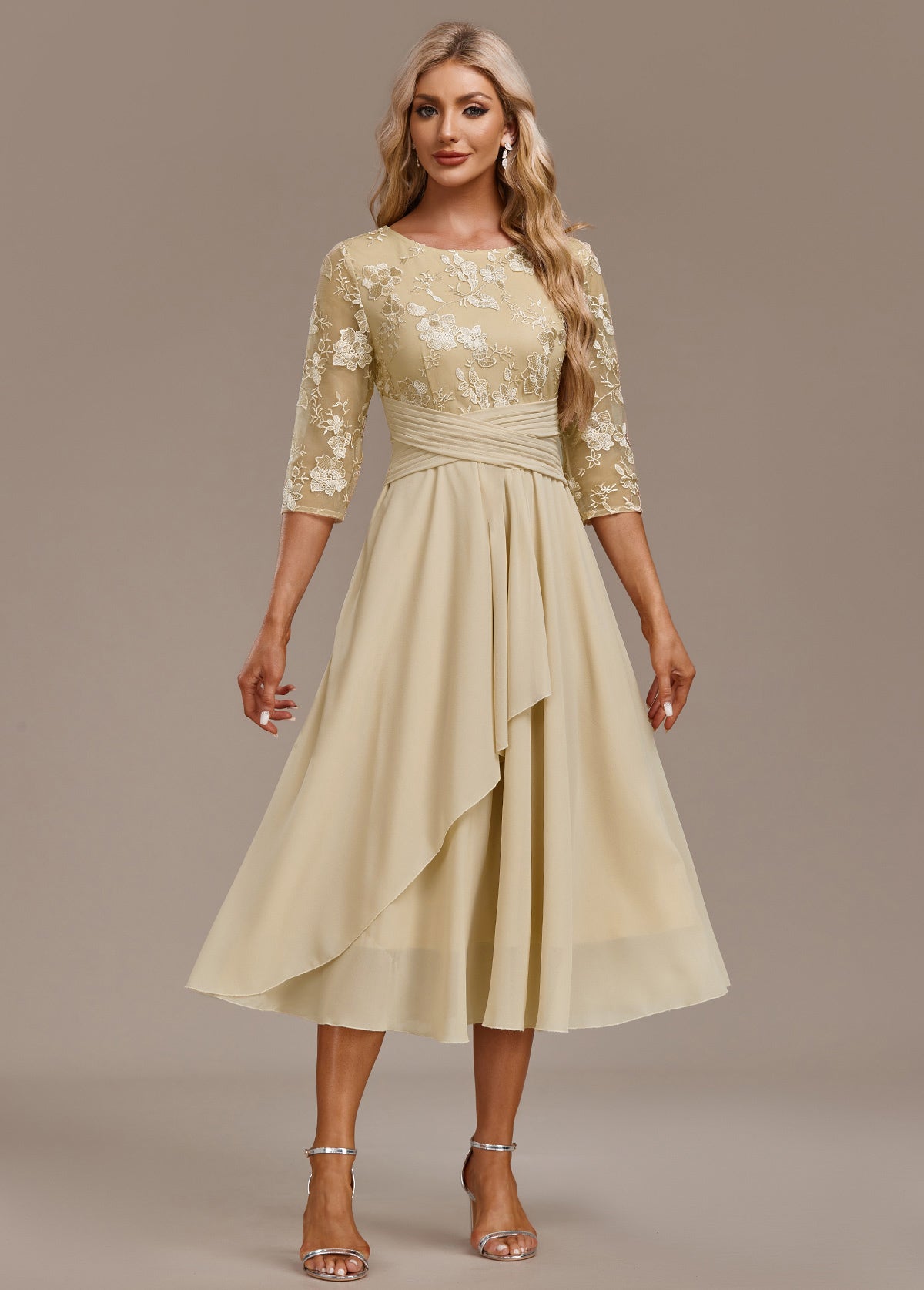 Issa | Women's Summer Embroidered Chiffon Midi Dress