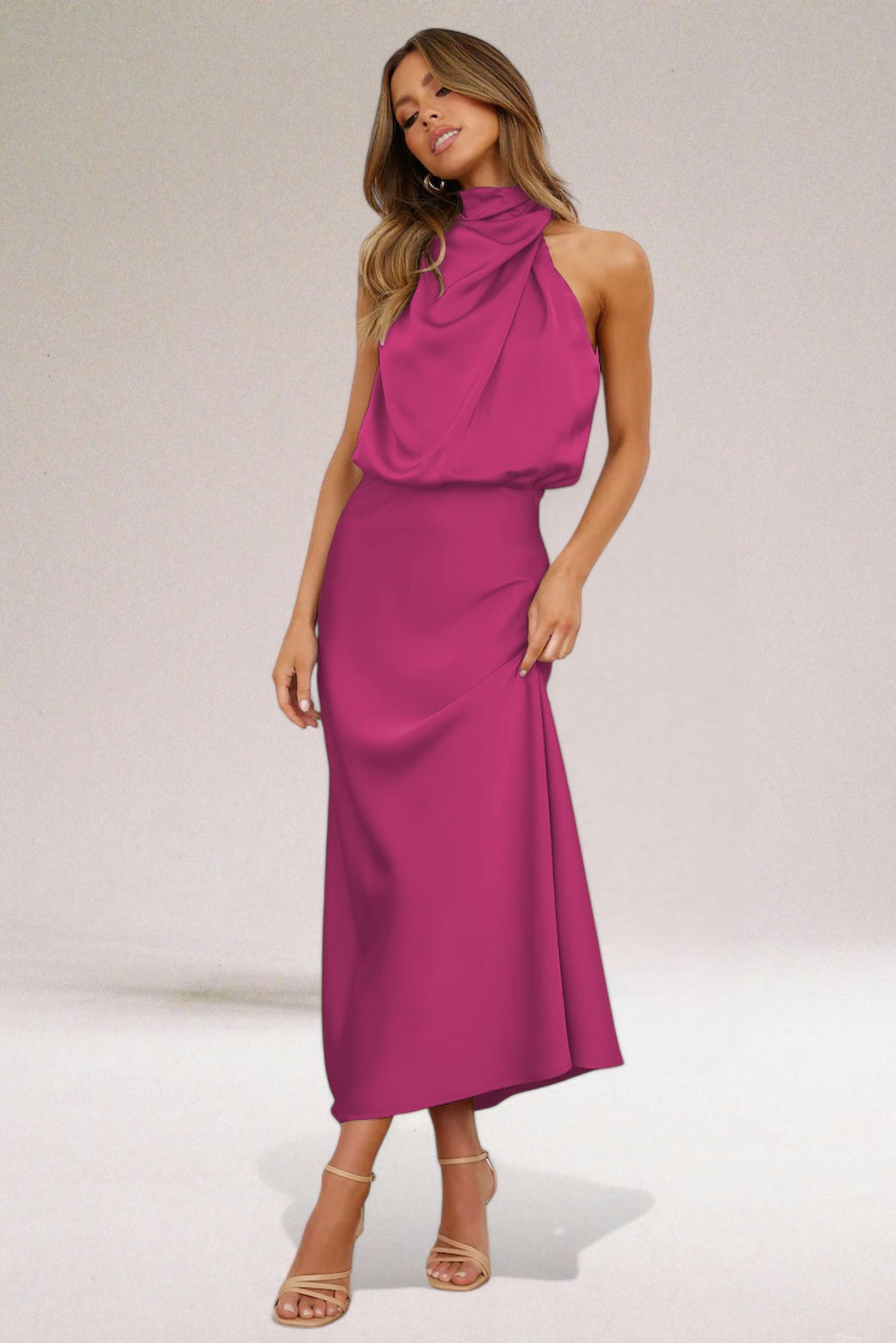 Kamila | Women’s Draped Halter Neck Dress