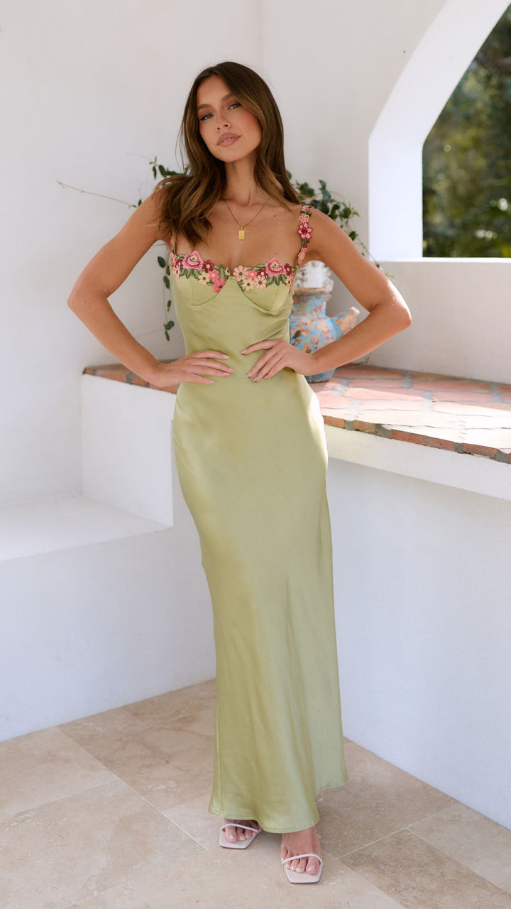Cecily | Women’s Floral Appliqué Evening Dress