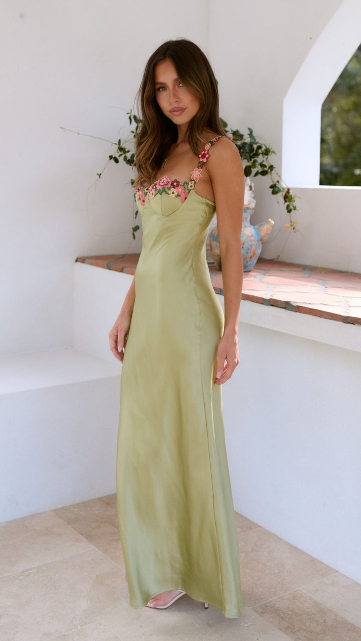 Cecily | Women’s Floral Appliqué Evening Dress