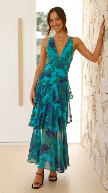 Milena | Women’s Elegant Summer V-Neck Maxi Dress