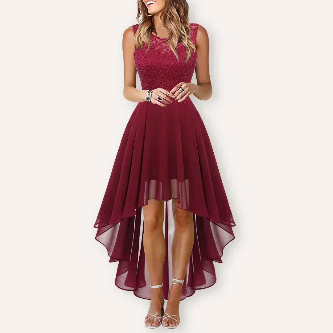 Hallie | Women’s High-Low Wedding Guest Midi Dress