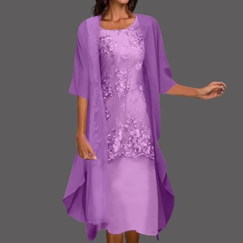 Victoria | Women's Floral Lace Midi Dress & Cardigan Set
