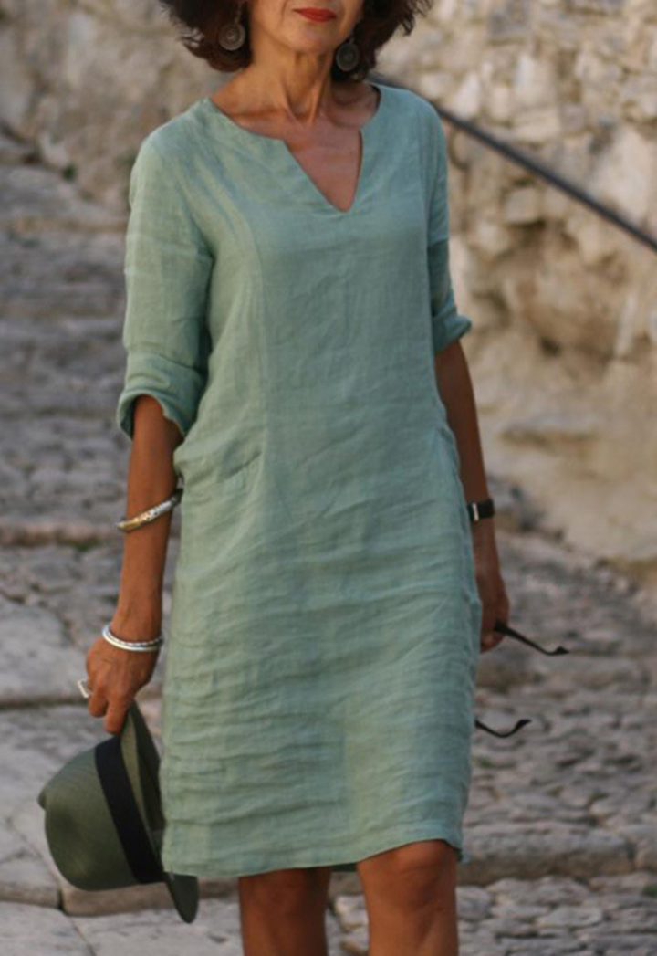Maren | Women's Summer Midi Dress with Shorts Sleeves