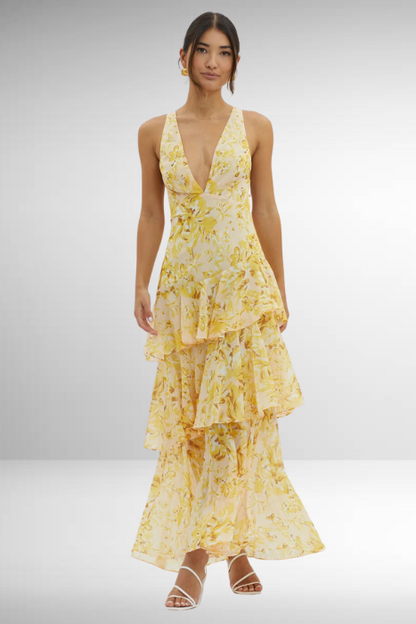 Milena | Women’s Elegant Summer V-Neck Maxi Dress