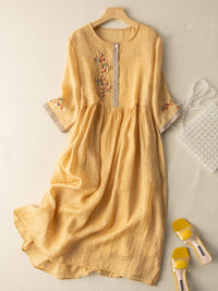 Rachel | Women's Elegant Linen Midi Dress